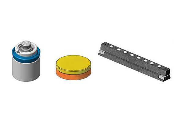 Cartridge shape cylinders, locking tablets, mould bolsters
