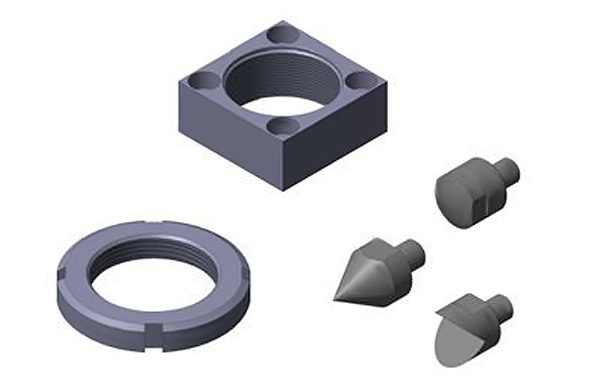 Support bases, ring nuts, test prods, distribution boxes and sequency valves
